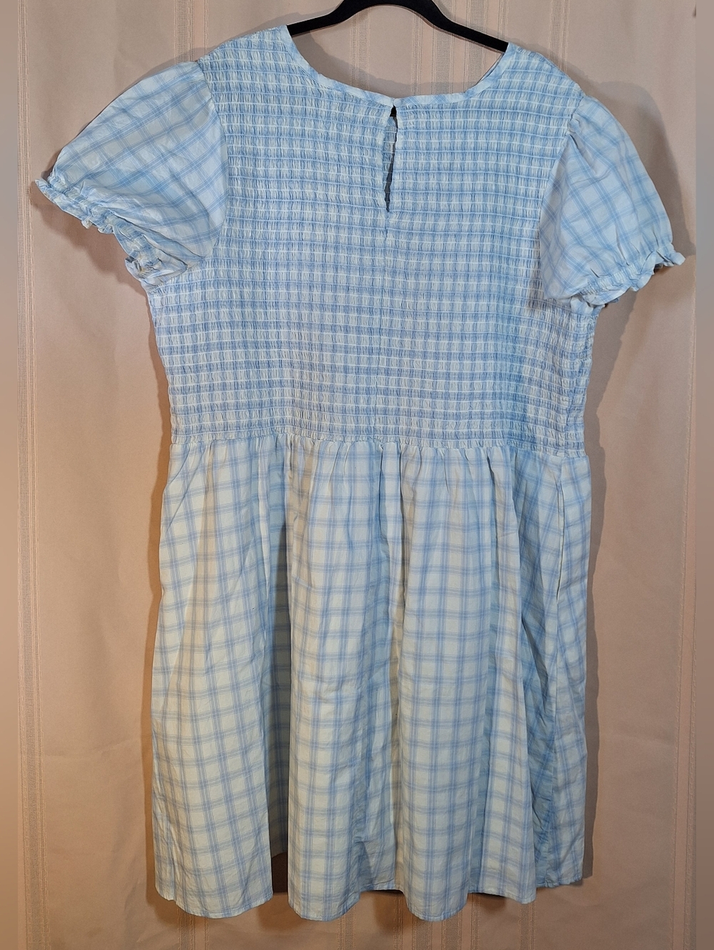 UNIVERSAL THREAD Light Blue Plaid Smocked Dress - Picture 2 of 7